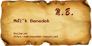 Mák Benedek névjegykártya